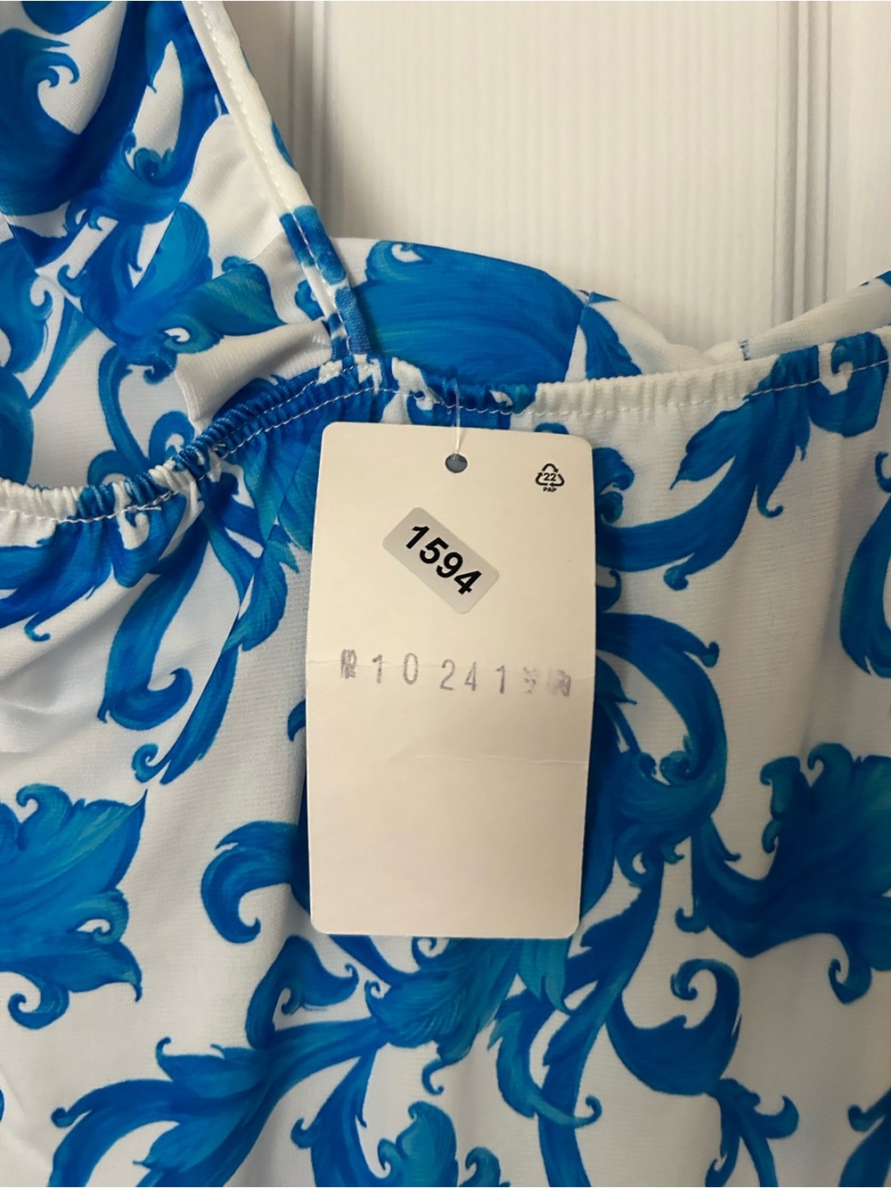 Imported from Paris 🇫🇷 Blue & White Square-Neck Tank Bodysuit - OS (S-M). - Picture 6 of 6